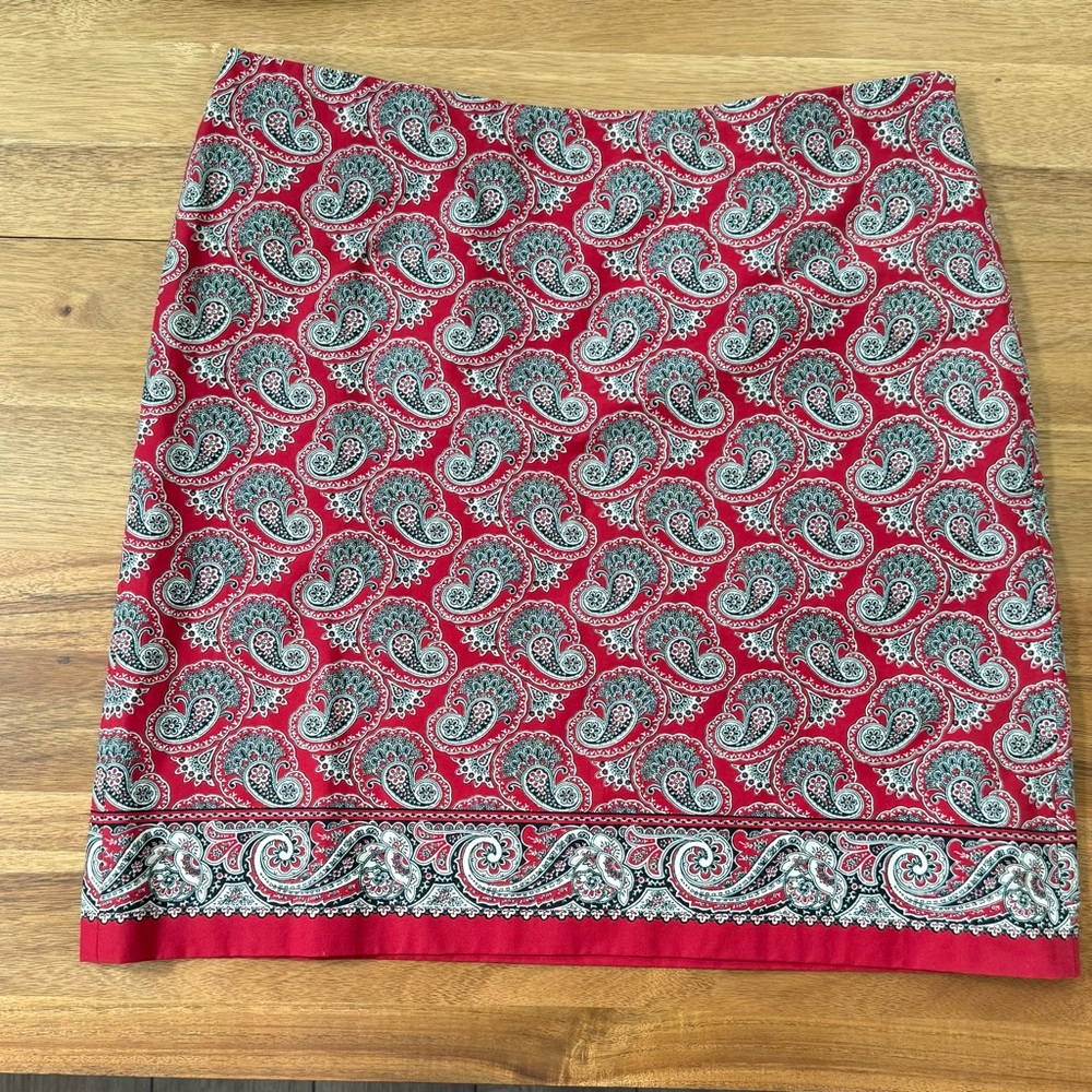 Casual Corner Paisley mini pencil skirt sz 14 vintage.
